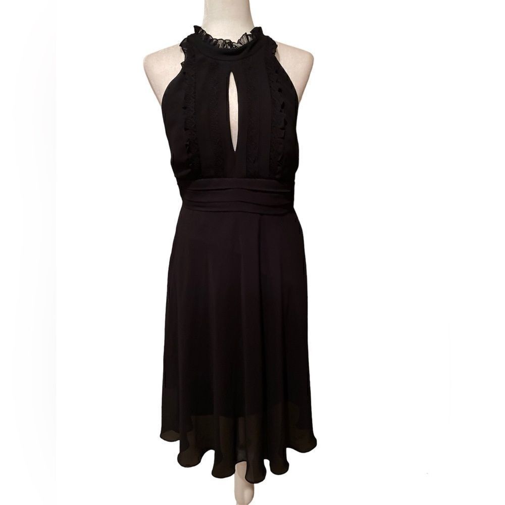London Times Black Halter Top Dress Size 10